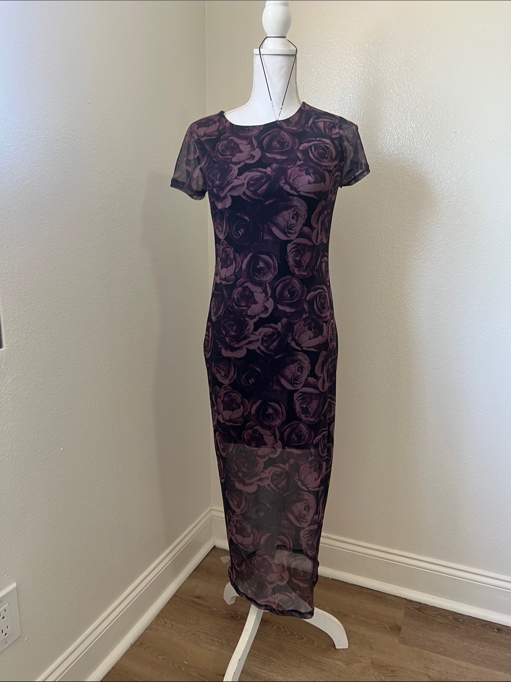 No Boundaries Black Top with Purple Floral Print